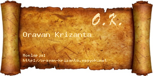 Oravan Krizanta névjegykártya